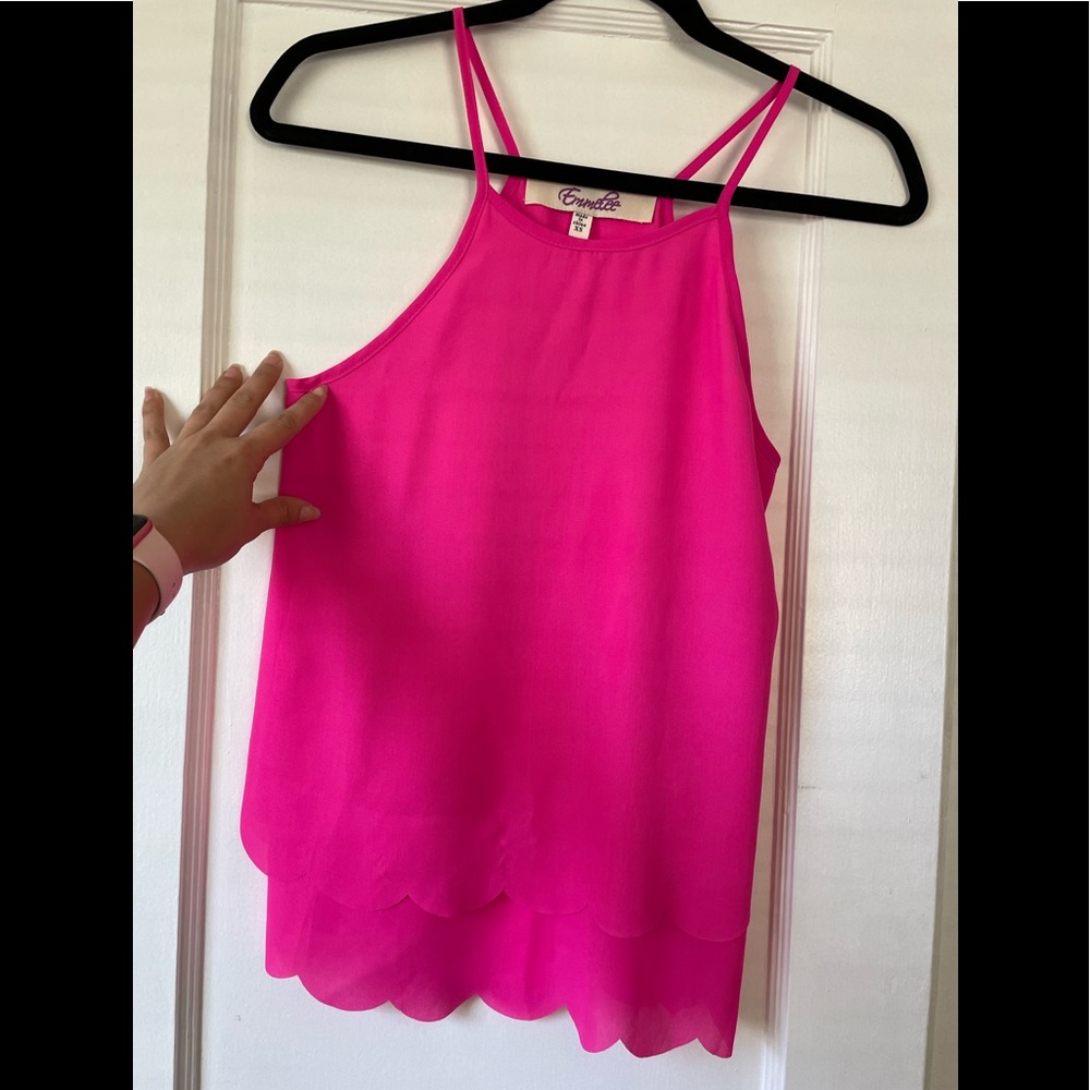 2/$20: Scalloped Pink Tank Top, Size XS